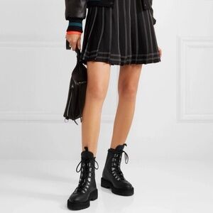 Off-White Woman’s Black Leather Hiking Boots Size 39 EU / 8.5 US